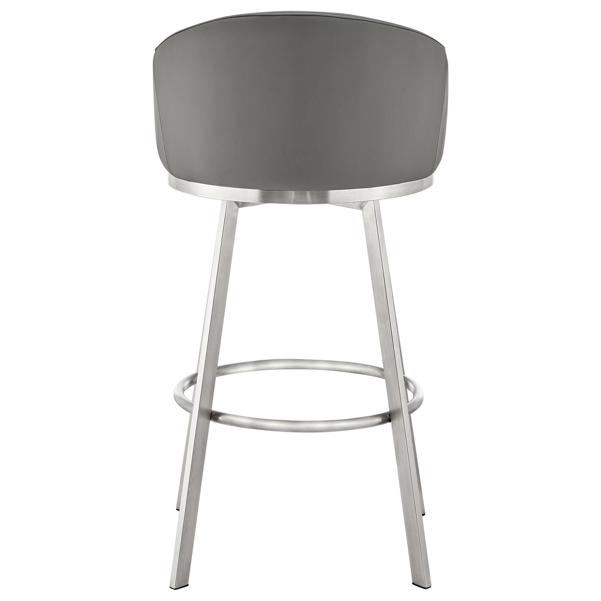 Blue River Eleanor Swivel Barstool with Gray Cushion in Brushed