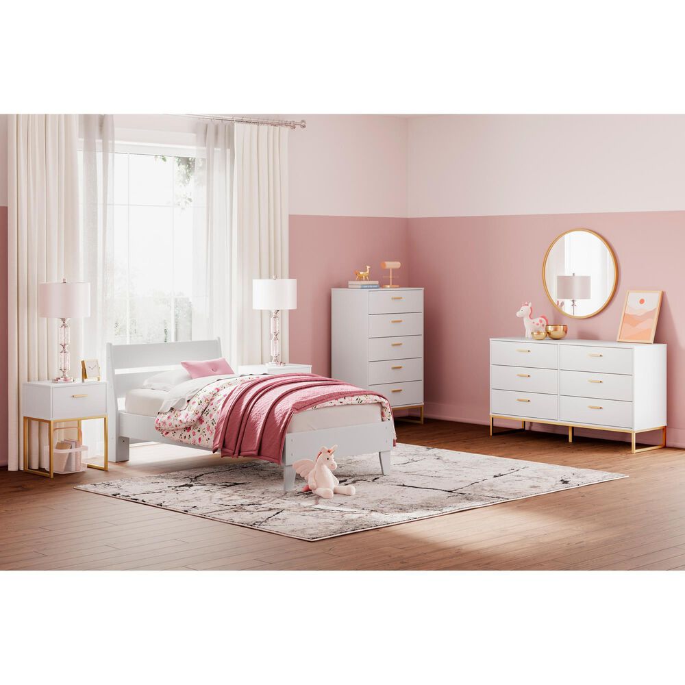 Ashley Socalle Twin Platform Bed in Matte White, , large