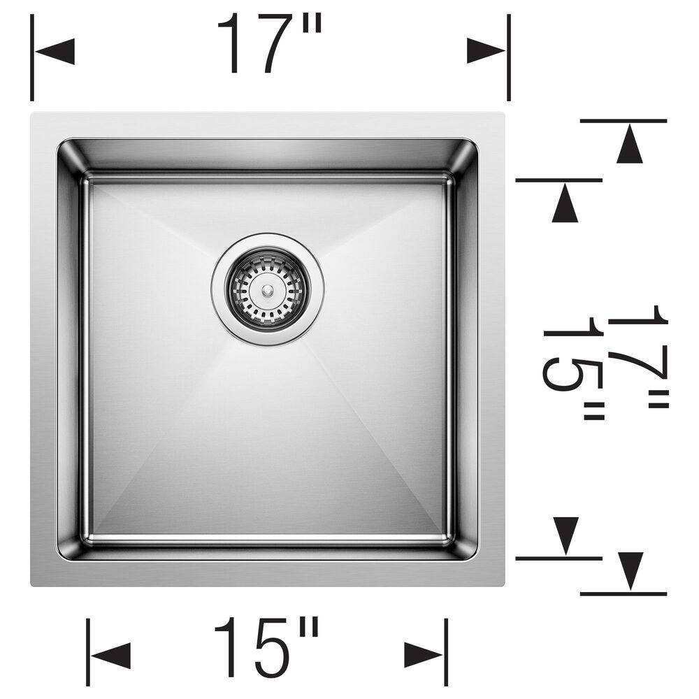 Blanco Quatrus 17&quot; R15 Bar Sink in Refined Brushed, , large