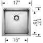 Blanco Quatrus 17" R15 Bar Sink in Refined Brushed, , large