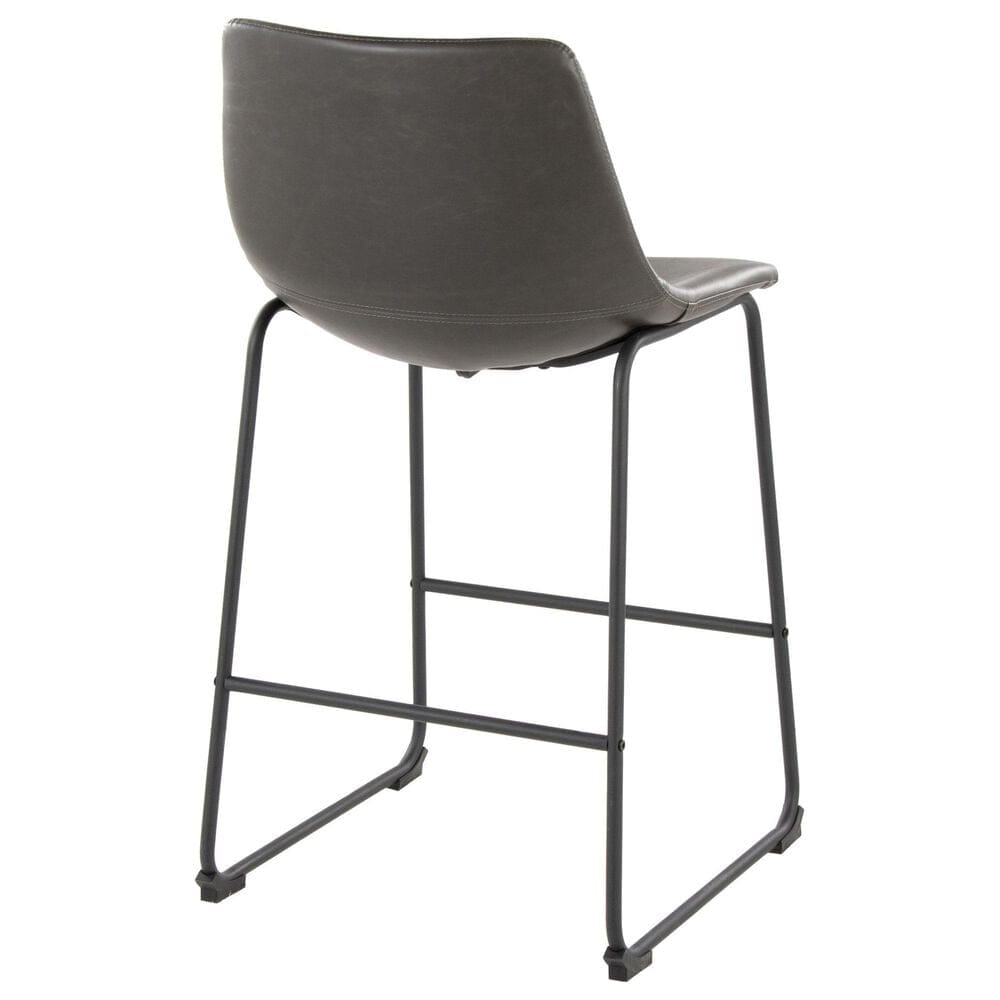 Lumisource Duke Fixed-Height Counter Stool with Grey Cushion in Black, , large