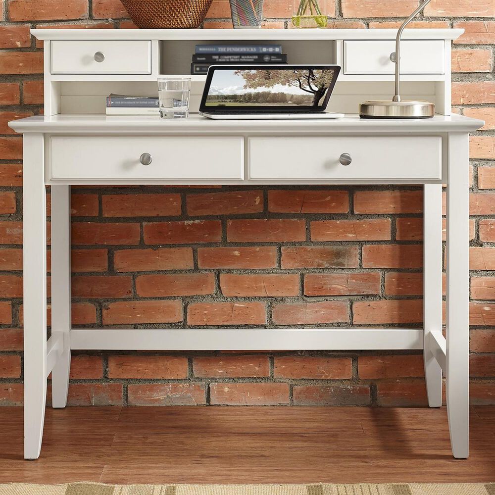 Crosley Furniture Campbell Writing Desk With Hutch In White Finish NFM