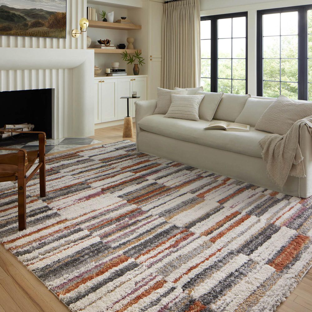 Loloi Levitt Shag 4&#39; x 6&#39; Ivory and Sunset Area Rug, , large