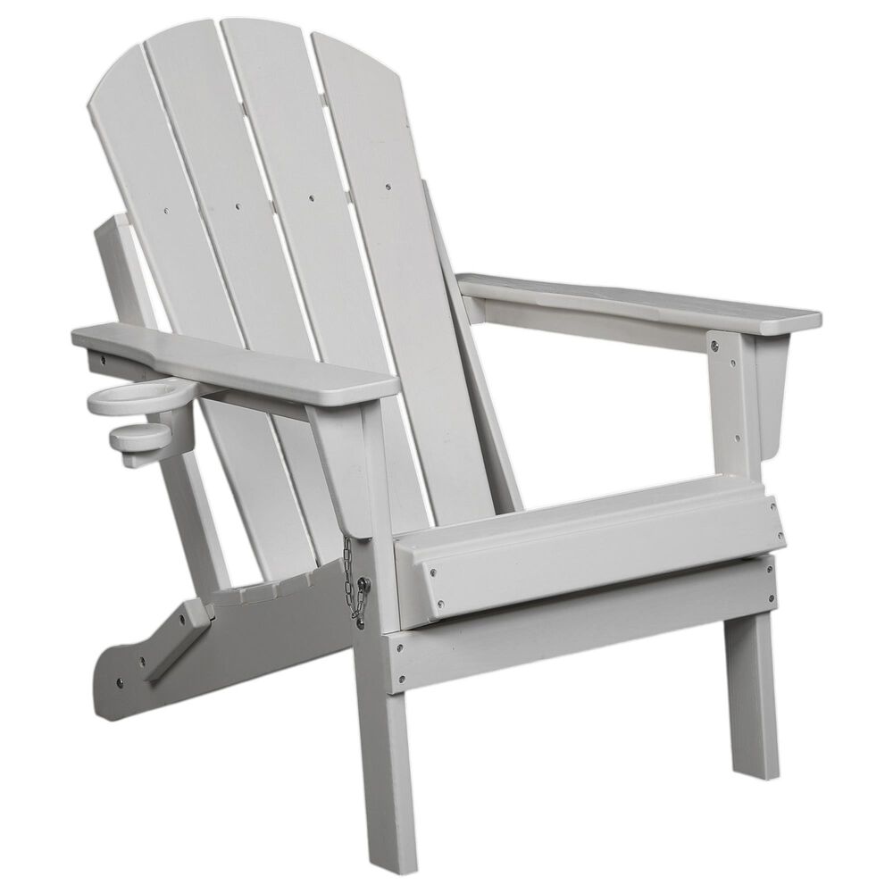 Hearth and Haven 34" Outdoor Folding Adirondack Chair with Cup Holder in White, , large