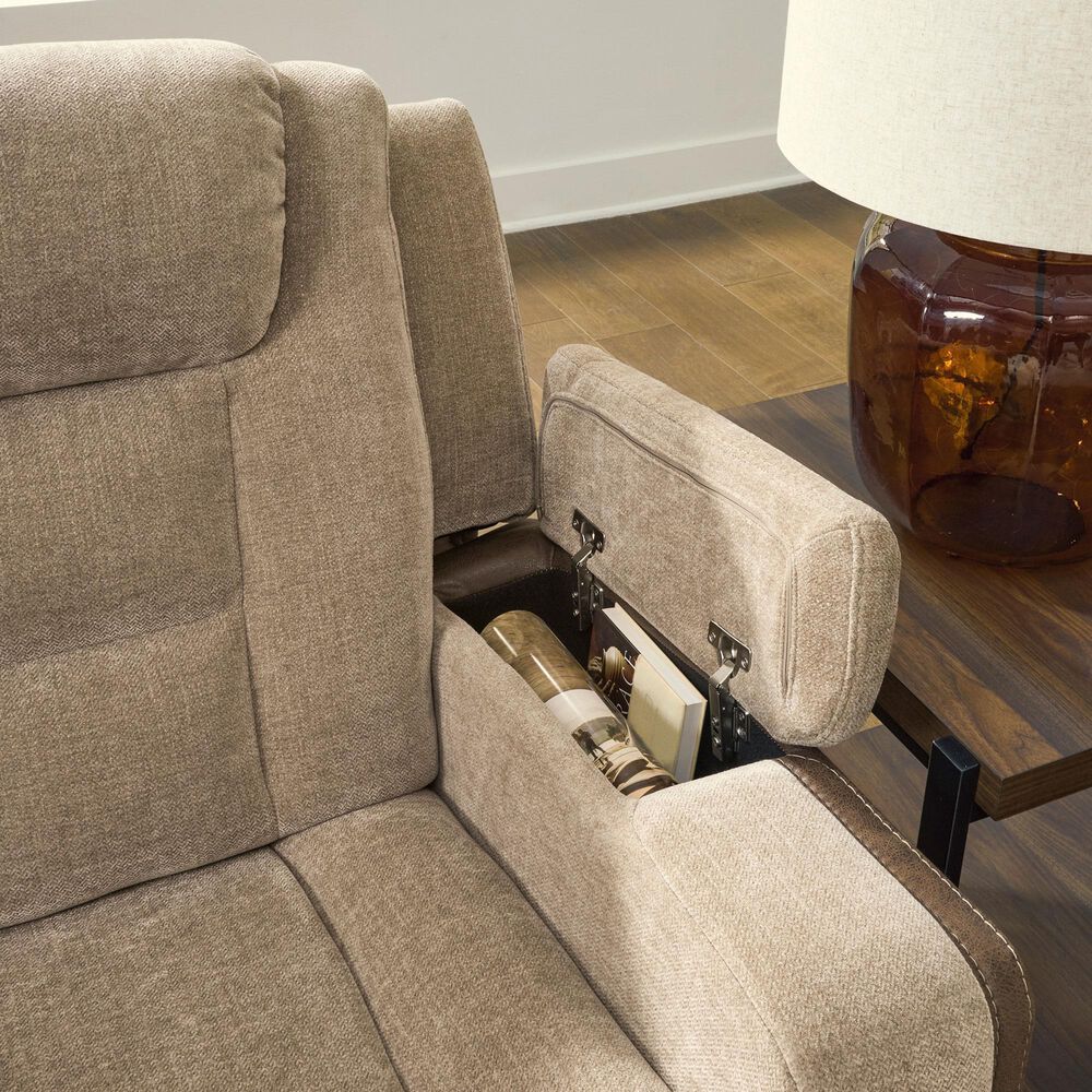 Ashley Mixed Motion Power Reclining Loveseat with Console in Brownstone, , large