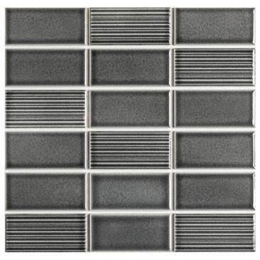 Emser Nagara Gray 11" x 11" Ceramic Mosaic Sheet, , large