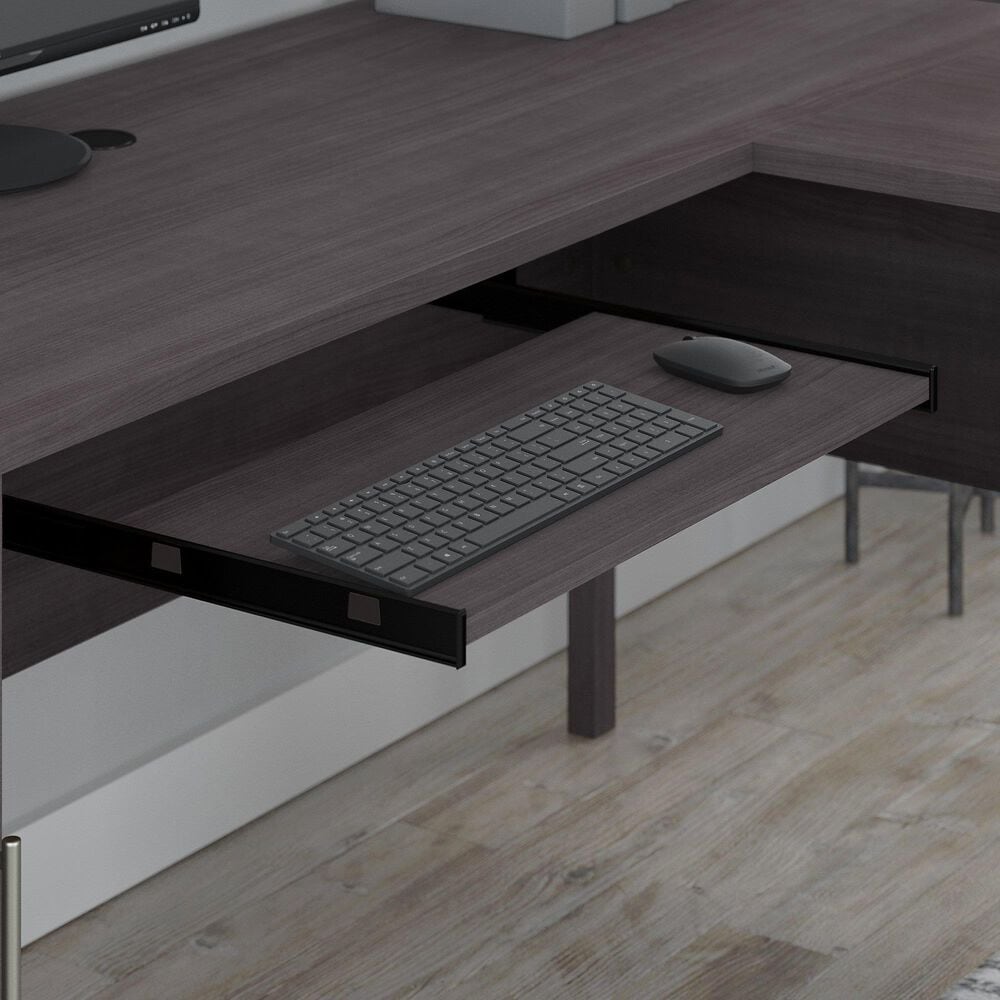 Bush Somerset 60&quot; L-Shaped Desk with Hutch in Storm Gray, , large