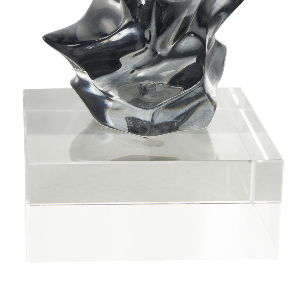 Maple and Jade Abstract Freeform Decorative Sculpture with Square Base in Glossy Clear, , large