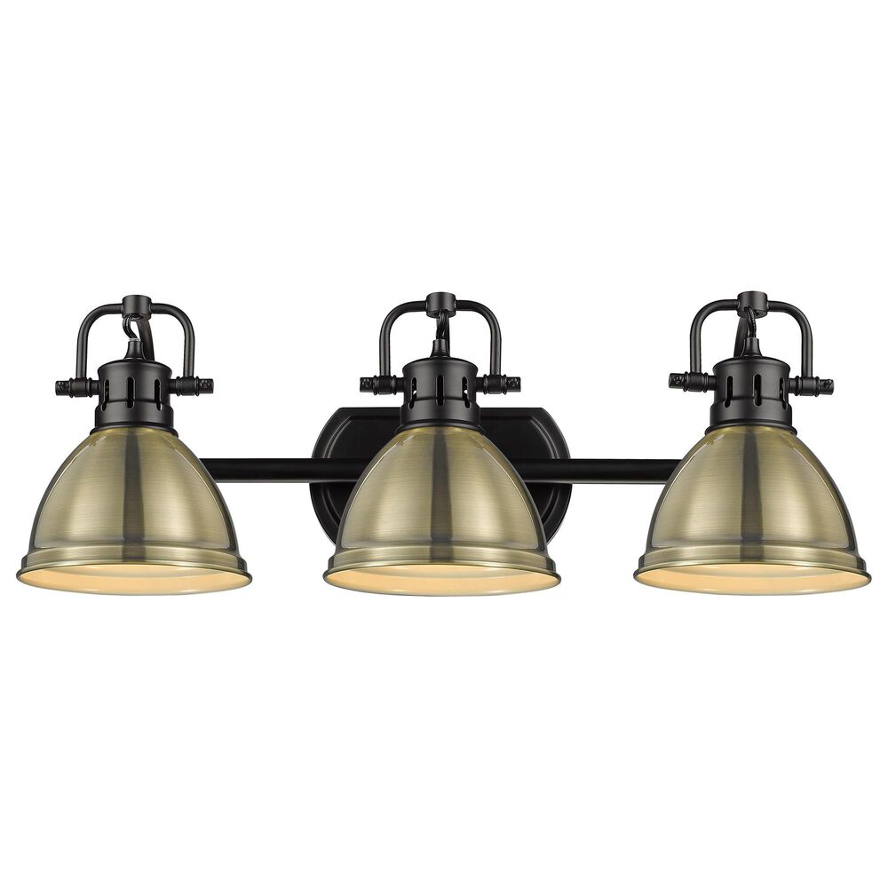 Golden Lighting Duncan 3-Light Bath Vanity in Matte Black and Aged Brass, , large