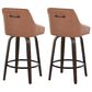 LumiSource Hannah Swivel Counter Stool with Camel Faux Leather Upholstery in Walnut and Black (Set of 2), , large