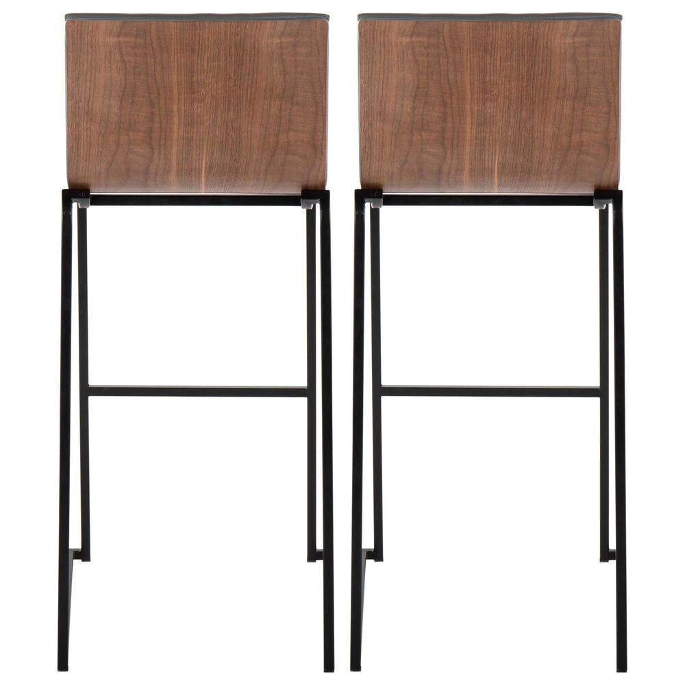 Lumisource Mason Mara Barstool with Grey Cushion in Black and Walnut &#40;Set of 2&#41;, , large