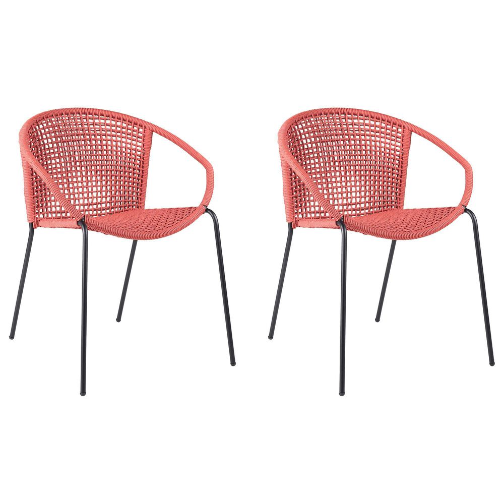 Hearth and Haven Quilla Stackable Dining Chair in Brick Red and Black (Set of 2), , large
