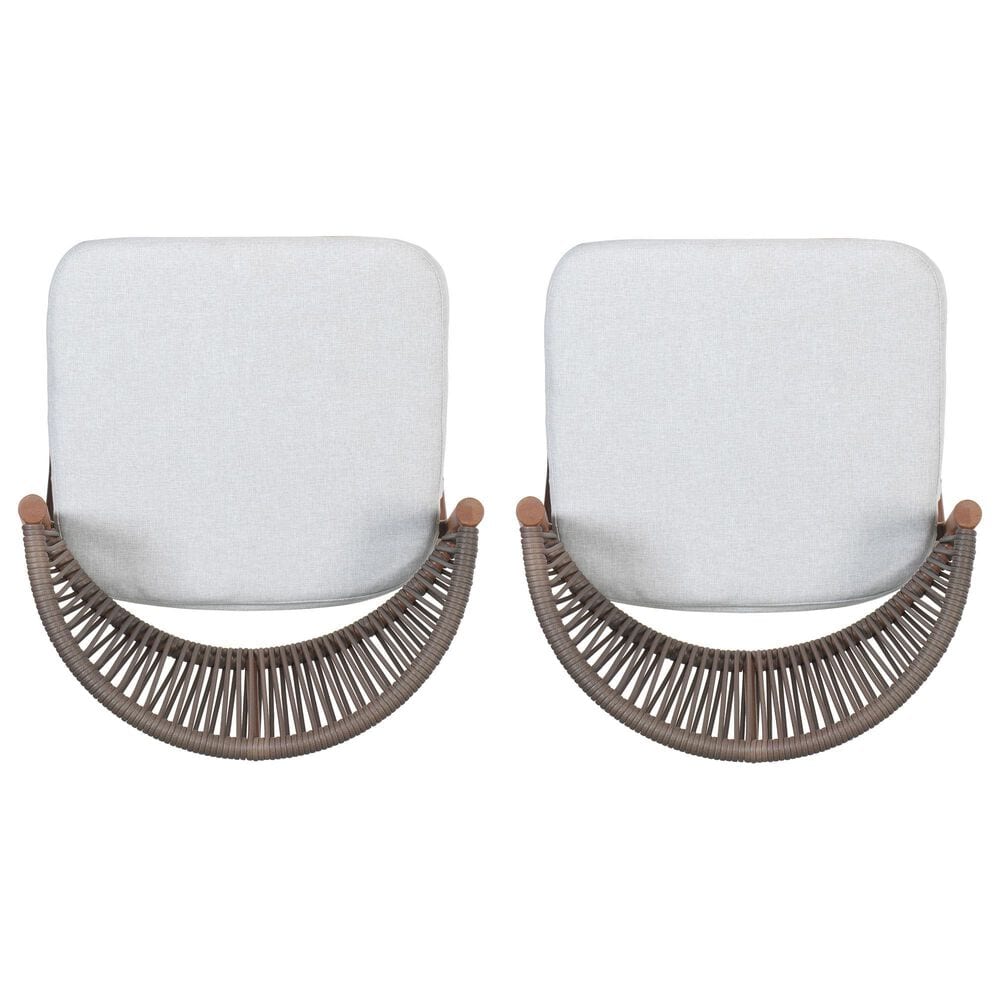 Hearth and Haven 26" Outdoor Counter Stool with Teak Frame in Light Gray (Set of 2), , large