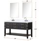 Lexora Home Norwalk 60" Double Bathroom Vanity in Brown Oak with White Carrara Marble Top and Rectangular Sinks, , large