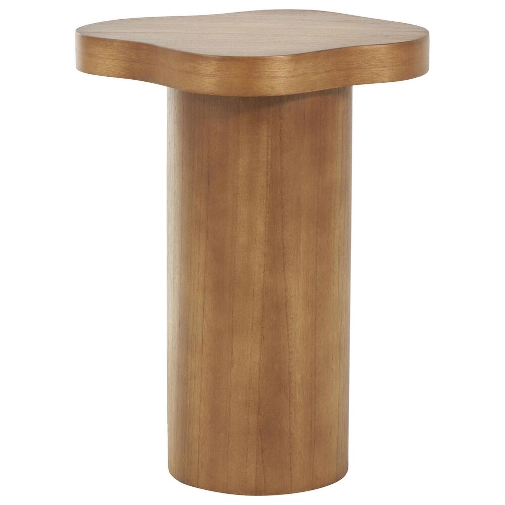 Maple and Jade Pedestal Accent End Table in Brown, , large