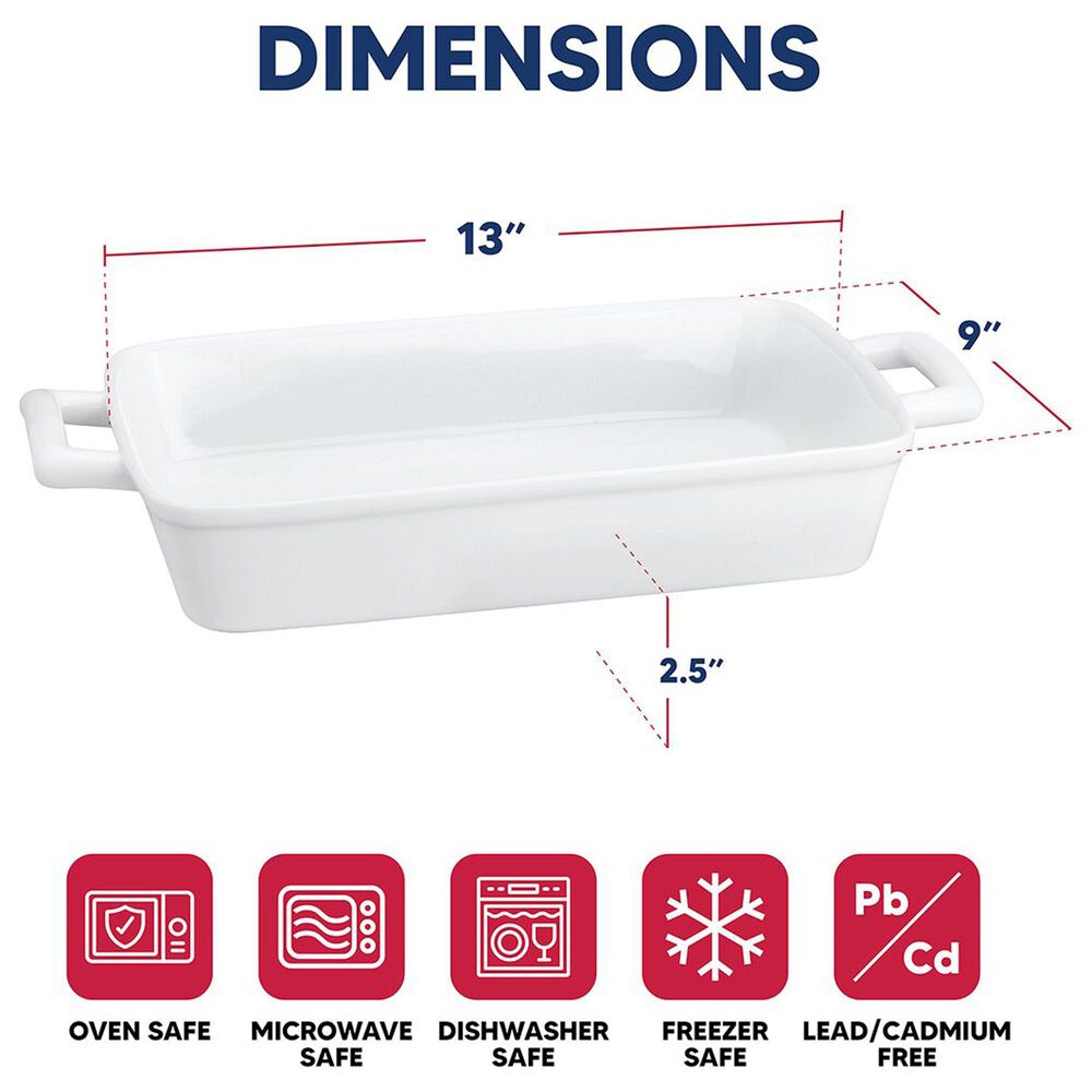 HIC Kitchen 13&quot; Lasagna Pan with Handles in White, , large