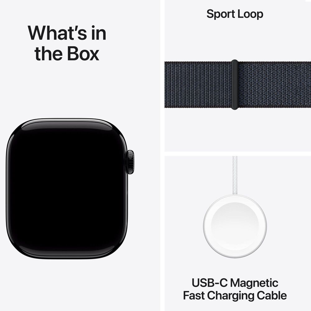 Apple Watch Series 10 GPS 42mm Jet Black Aluminum Case with Ink Sport Loop, , large