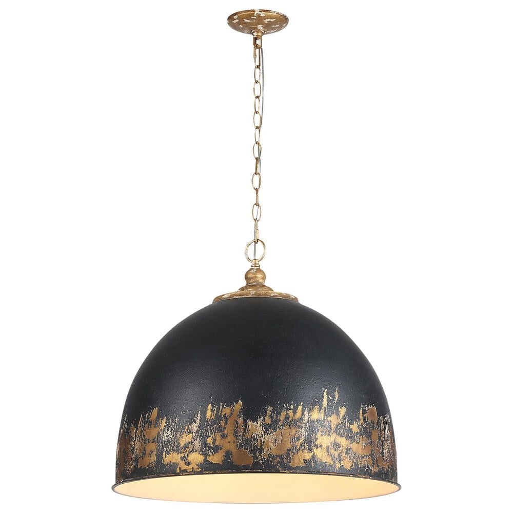 Golden Lighting Alison 5-Light Pendant with Weathered Black Shade in Vintage Gold, , large