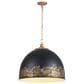 Golden Lighting Alison 5-Light Pendant with Weathered Black Shade in Vintage Gold, , large