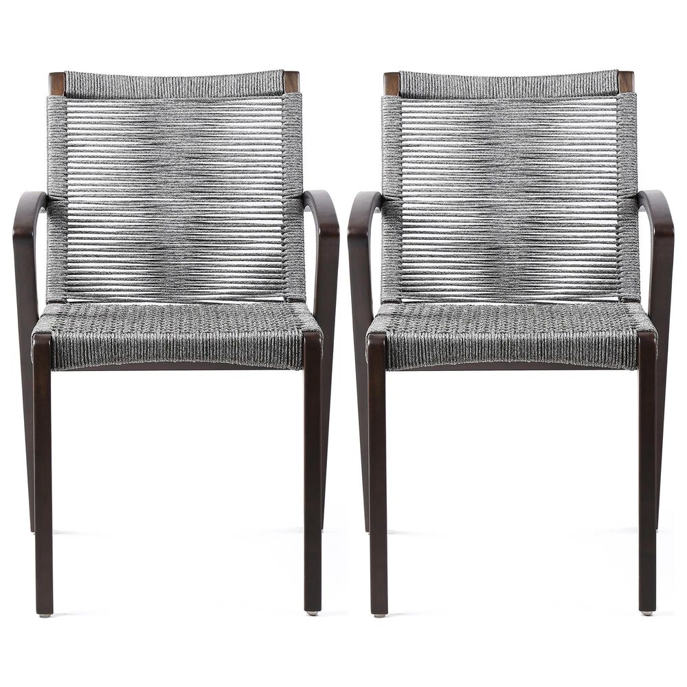 Blue River Nabila Outdoor Dining Chair with Gray Rope in Dark Earth (Set of 2), , large