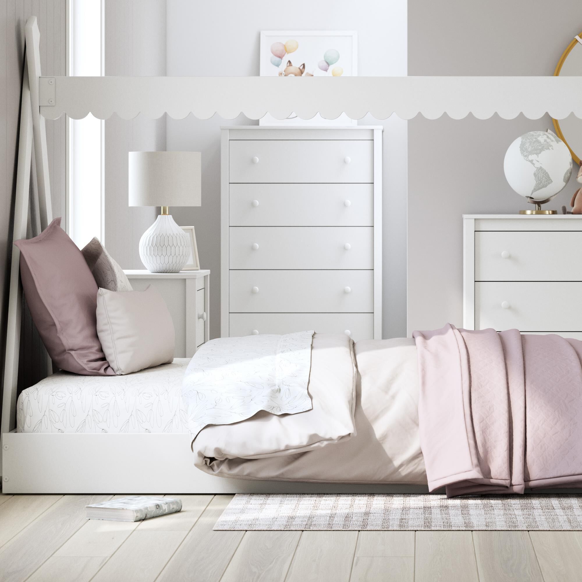 Ashley Hallityn 5-Drawer Chest in Matte White