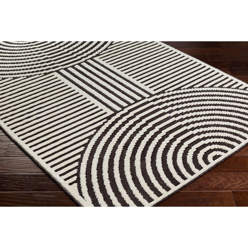 Surya Lyna 2&#39;7&quot; x 7&#39;2&quot; Black and Off-White Runner, , large