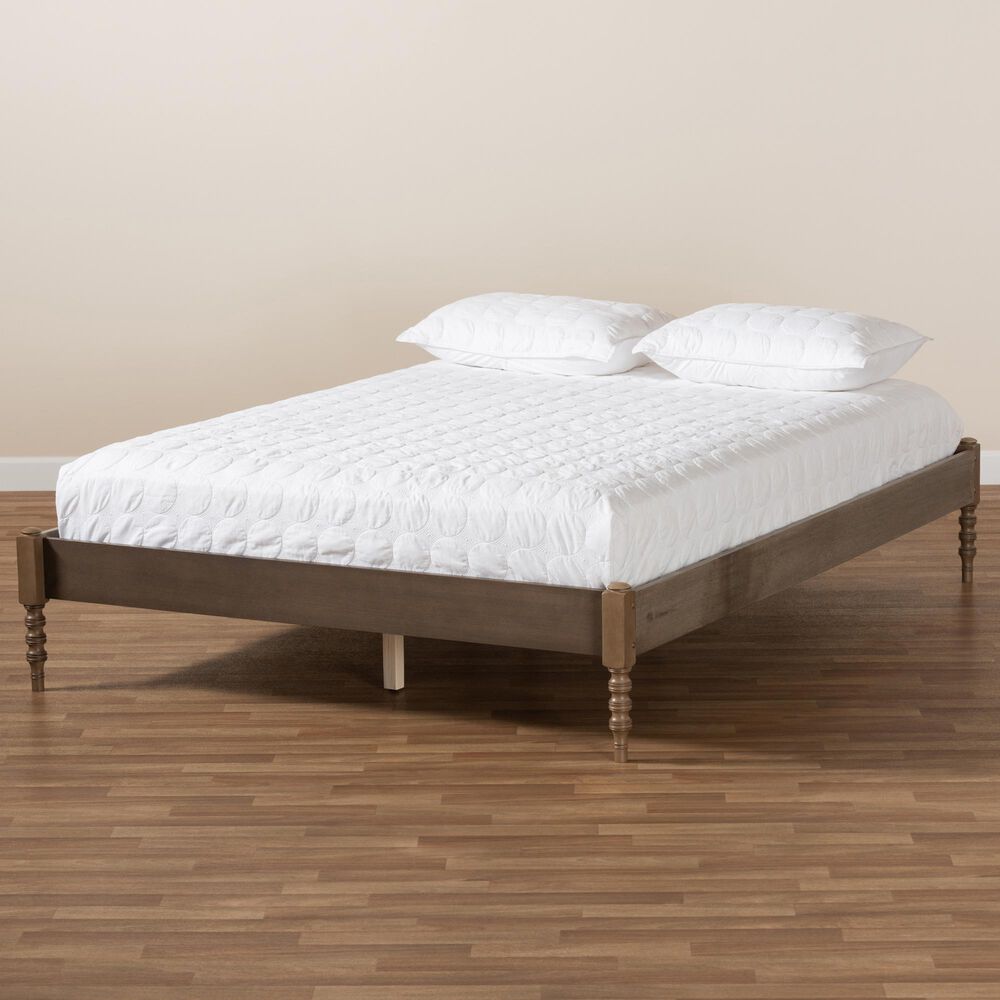 Baxton Studio Cielle Full Platform Bed in Weathered Grey, , large