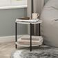 HOMLUX 2-Tier Side End Table in Marble White and Black, , large