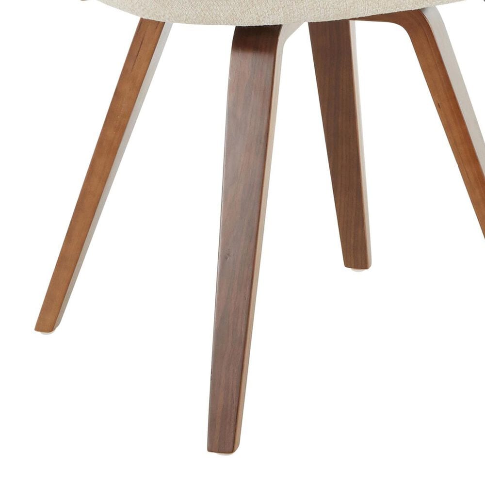 LumiSource Gardenia Swivel Arm Chair with Cream Upholstered in Walnut, , large