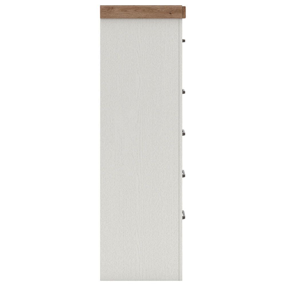 Ashley Savonport Queen Storage Bed with Dresser Chest and 2 Nightstands in White and Brown, , large