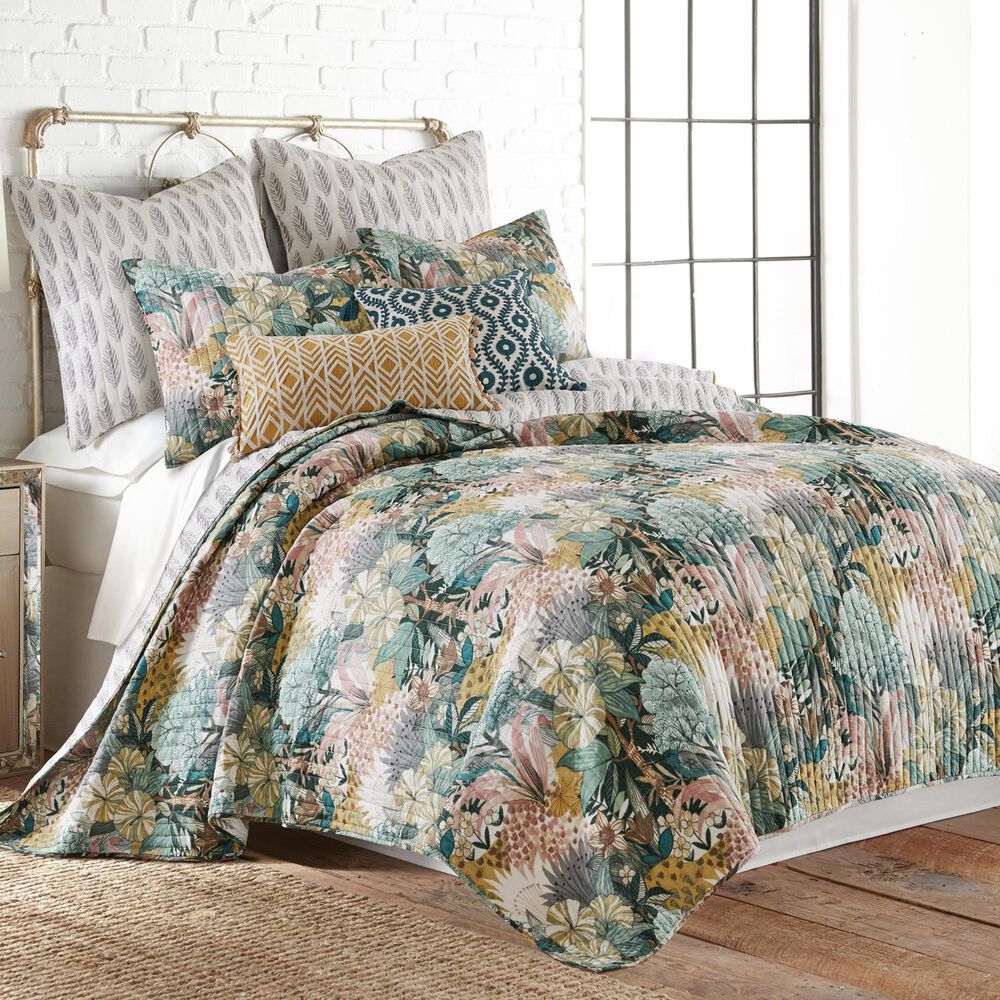 Levtex Ashika 3-Piece Full/Queen Quilt Set in Clay, Green, Blush, Grey and Cream, , large
