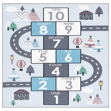 Safavieh Kids Playhouse KPH226F 3"3" Square Grey and Blue Rug, , large