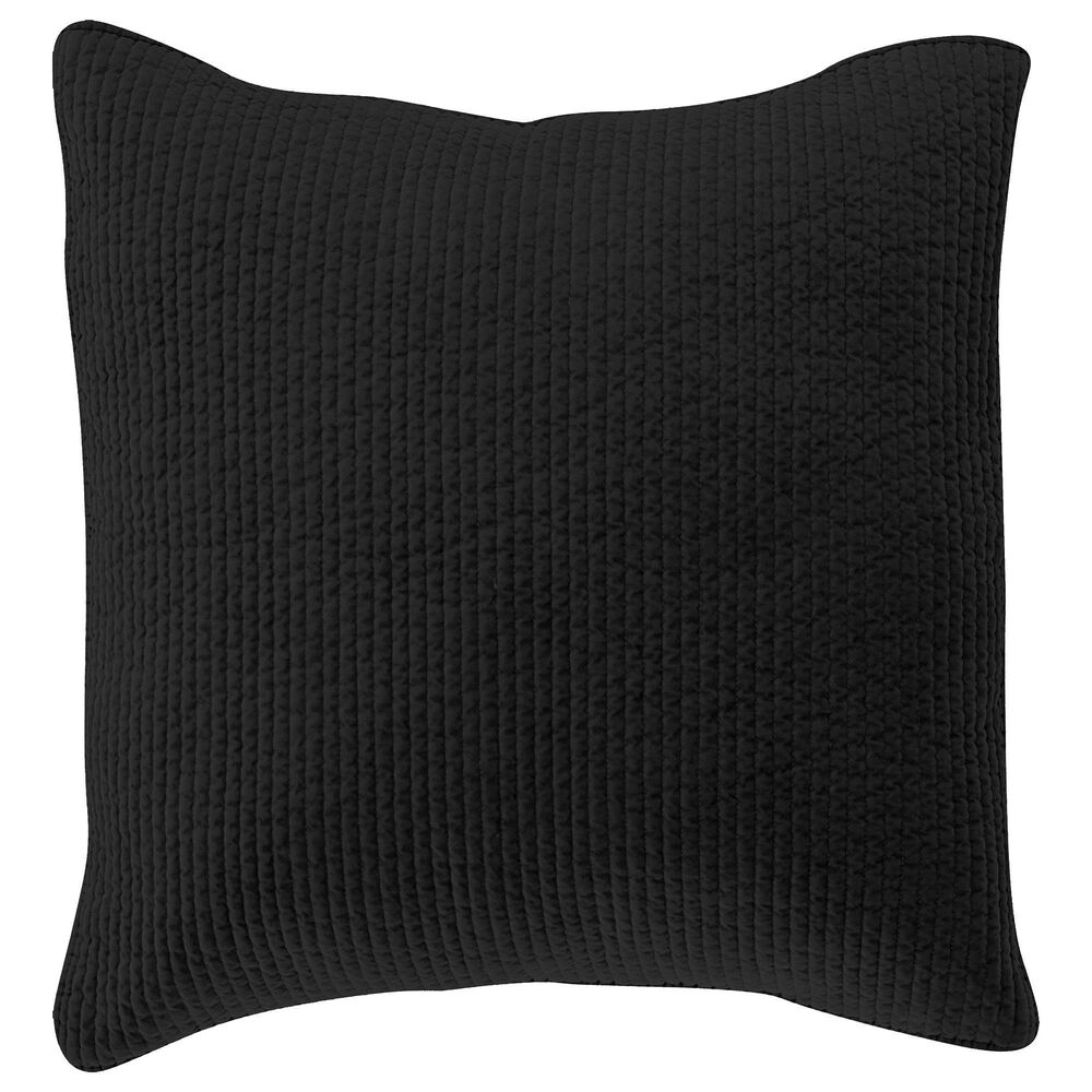 HiEnd Accents Stonewashed Velvet 27" Euro Sham in Black, , large