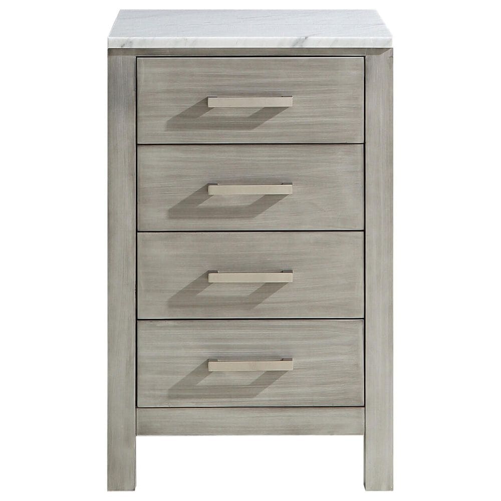 Lexora Home Jacques 20" Side Cabinet in Distressed Grey and White Carrara Marble Top, , large