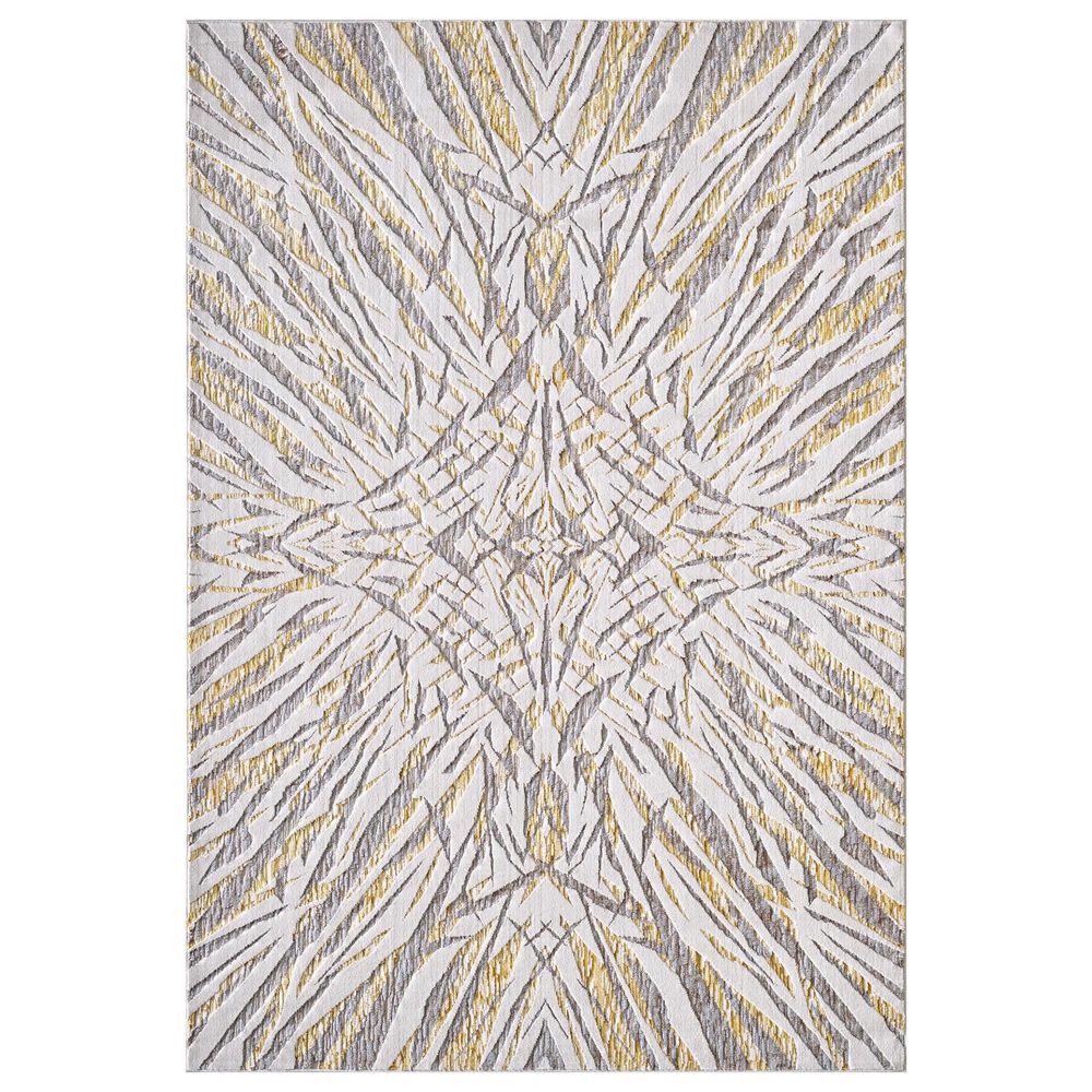 Kas Oriental Rugs Luna Illusions 5"3" x 7"7" Ivory and Gold Area Rug, , large
