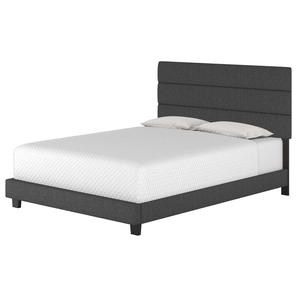 Accent Sicily Queen Upholstered Platform Bed in Black, , large