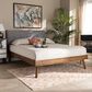 Baxton Studio Alke King Platform Bed with Light Grey Fabric in Walnut Brown, , large