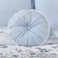 J. Queen New York Kourtney 15" Round Throw Pillow in Blue and White, , large