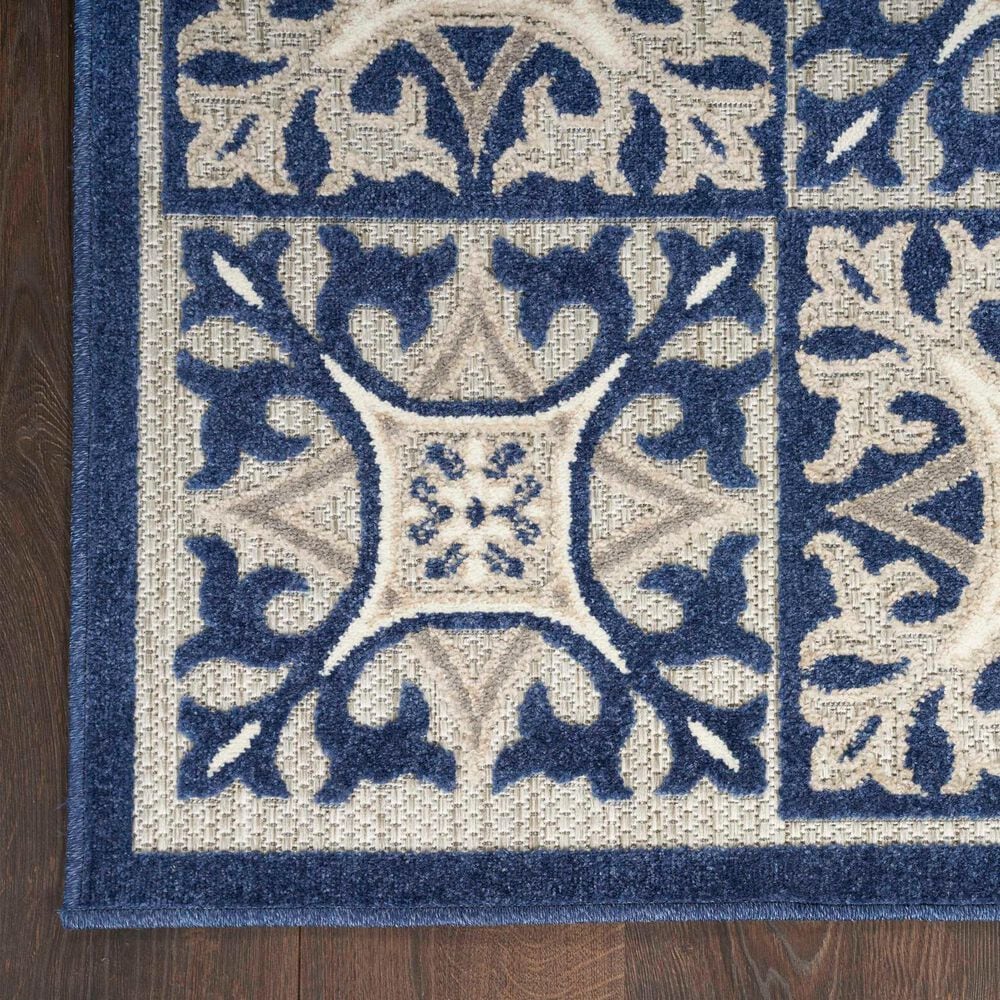 Nourison Aloha Damask 6&#39; x 9&#39; Blue Indoor/Outdoor Area Rug, , large