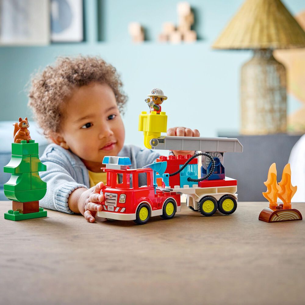 LEGO Duplo Fire Truck with Hose and Firefighter Building Set, , large