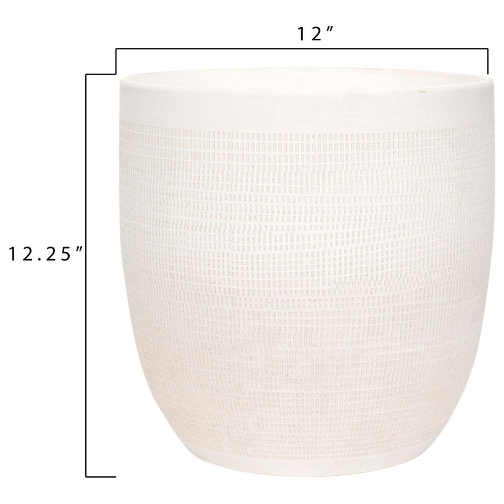Creative Coop Coastal Embossed Textured Stoneware Planter in Matte White, , large