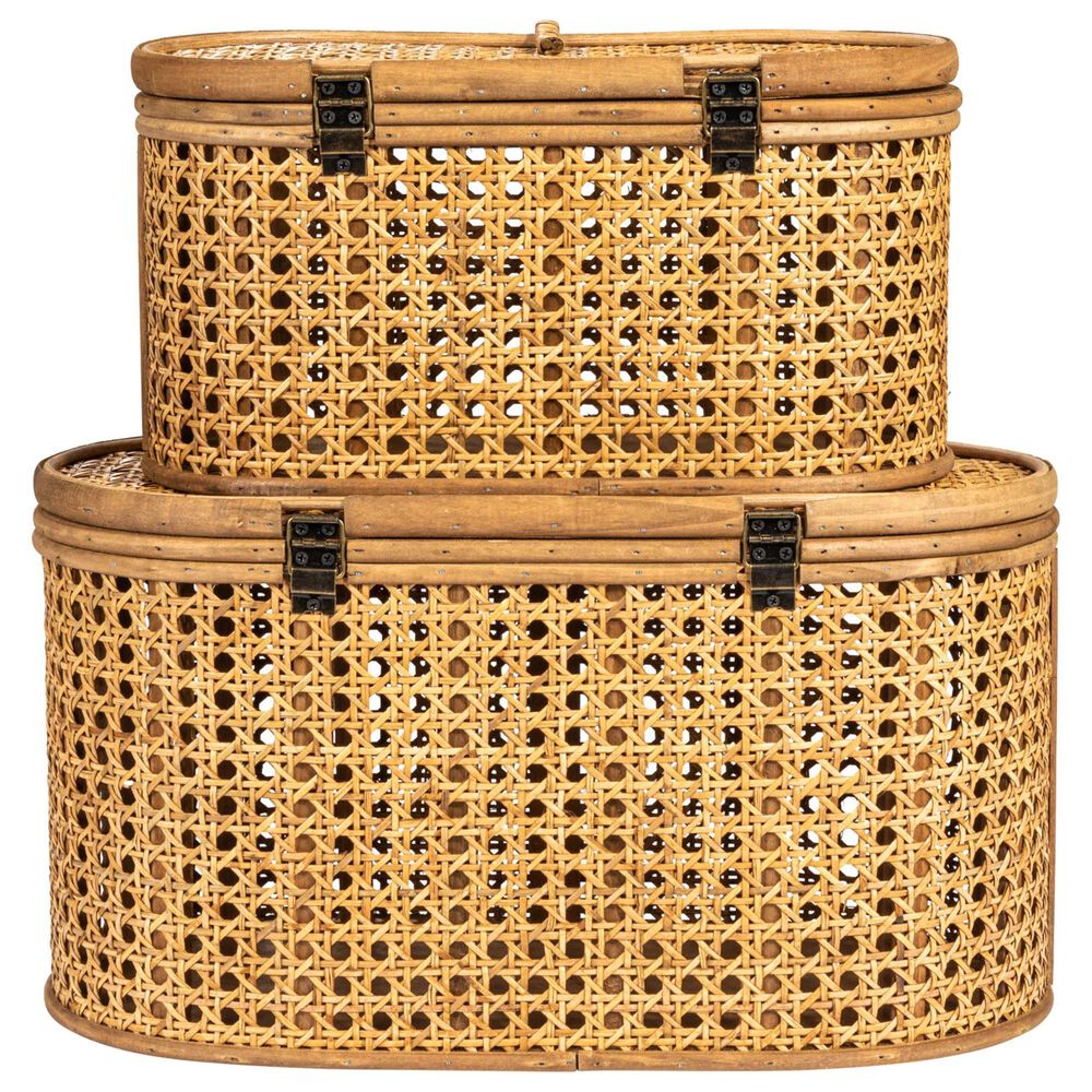 Creative Coop 2-Piece Modern Decorative Storage Box Set in Natural, , large