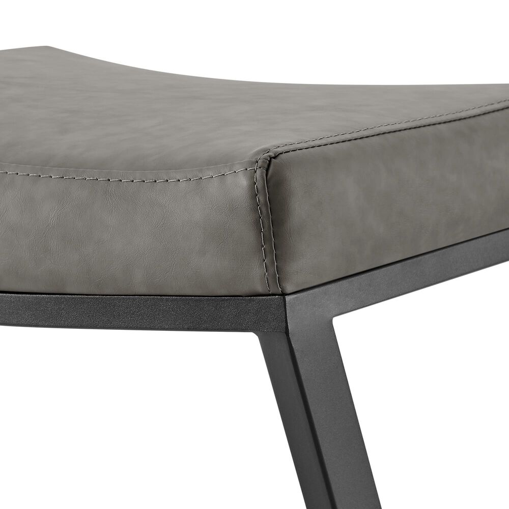Blue River Atlantis 26&quot; Backless Counter Stool with Matte Black Iron and Vintage Gray Faux Leather, , large