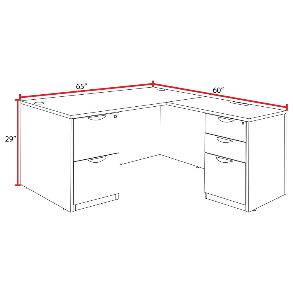 Regency Global Sourcing Legacy 60" L-Shaped Desk with Double Full Pedestal Drawer Unit in Noble Oak, , large