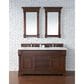 James Martin Vanities Brookfield 60" Double Bathroom Vanity in Warm Cherry with 3 cm White Zeus Quartz Top and Rectangular Sinks, , large