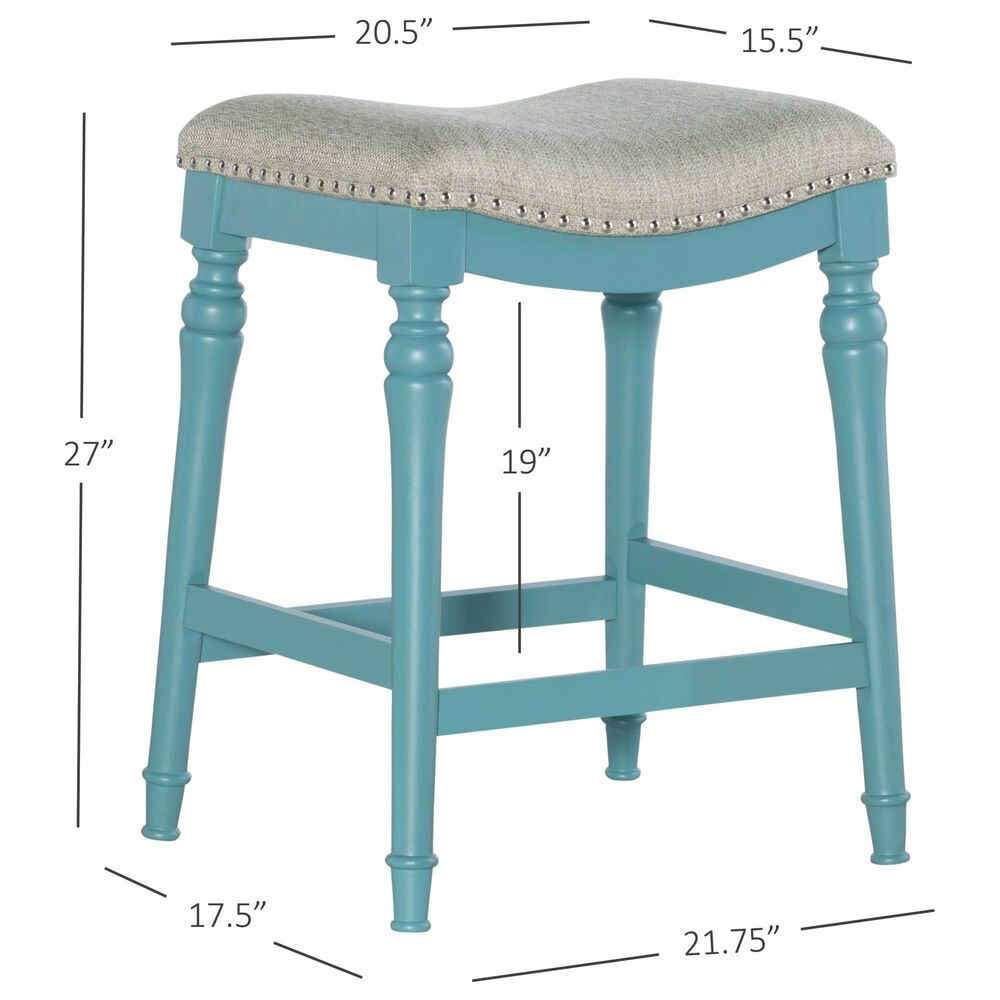 Linon Home Decor Hayes Counter Stool in Teal Blue, , large