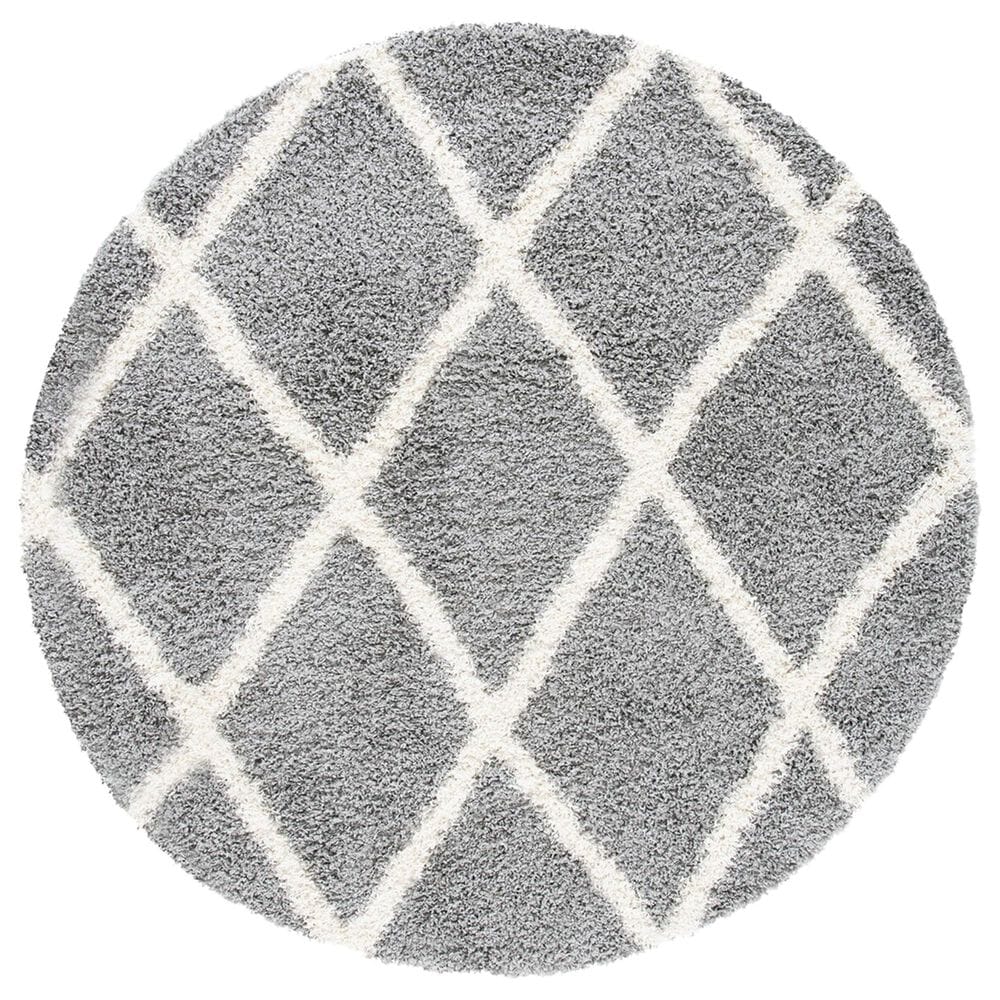 Safavieh Venus Shag VNS681J 6"7" Round Grey and Ivory Area Rug, , large