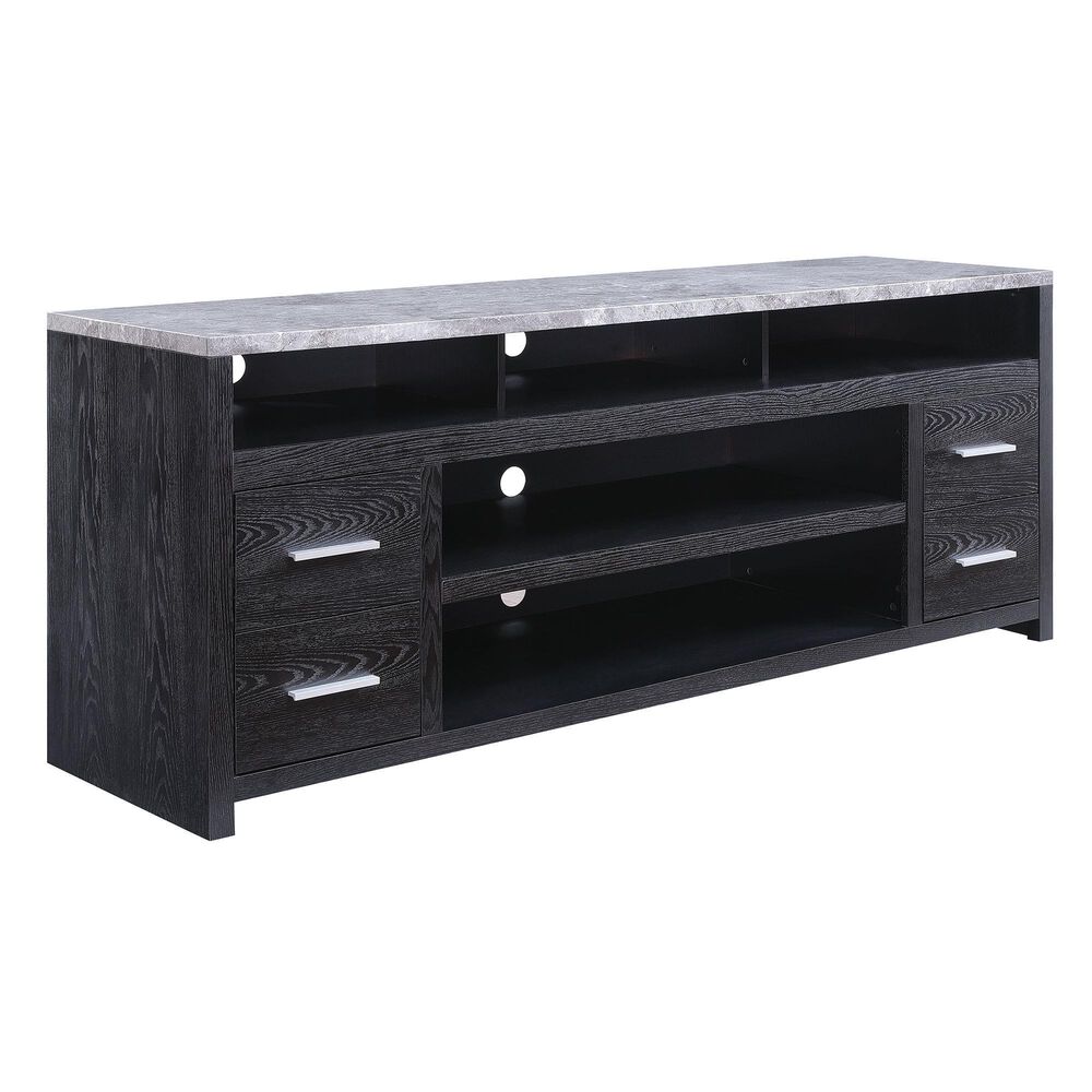 Valor Living Antiqua 75" TV Stand with Fireplace in Black, , large