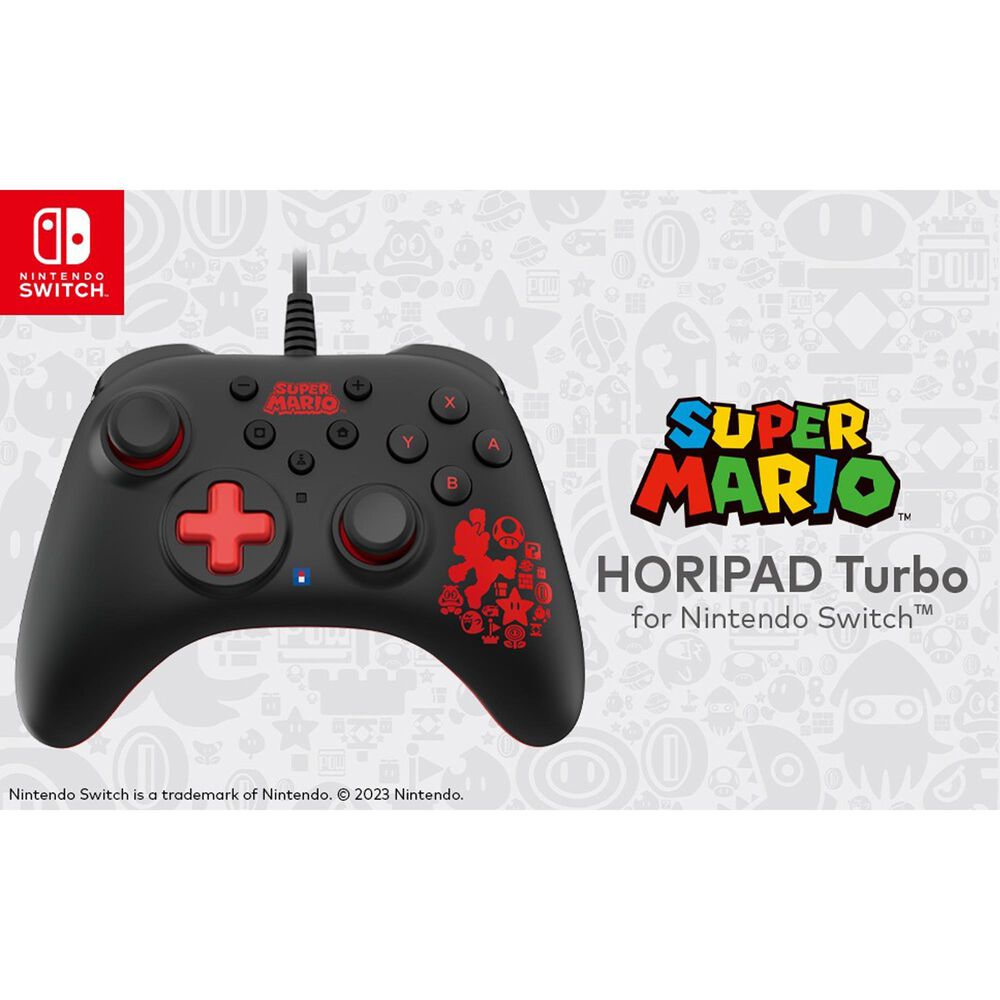 Hori Horipad Turbo Wired Mario Controller in Black - Nintendo Switch, , large