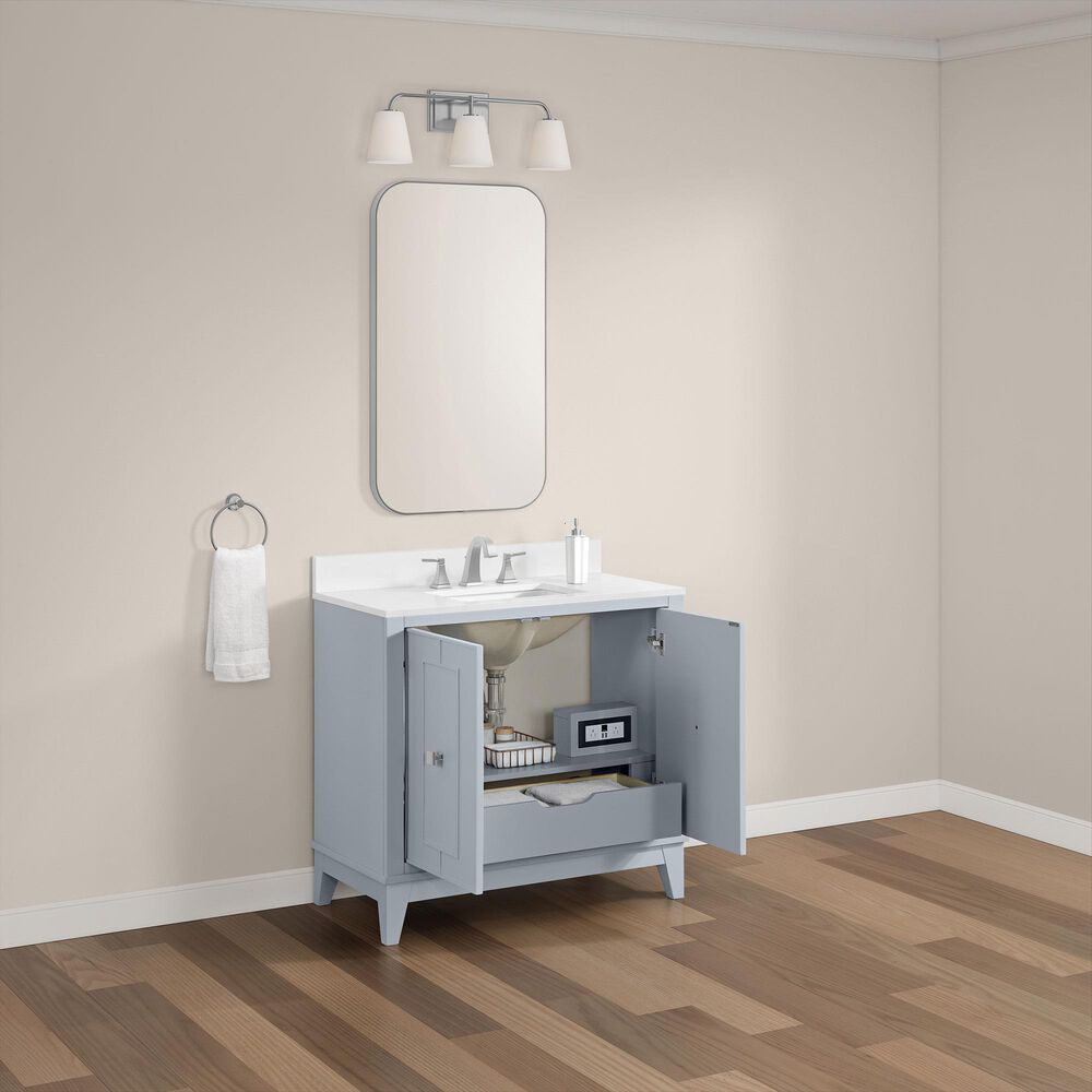 37B Kinsale 36" Single Bathroom Vanity Cabinet in Soft Blue with White Composite Stone Top and Backsplash, , large
